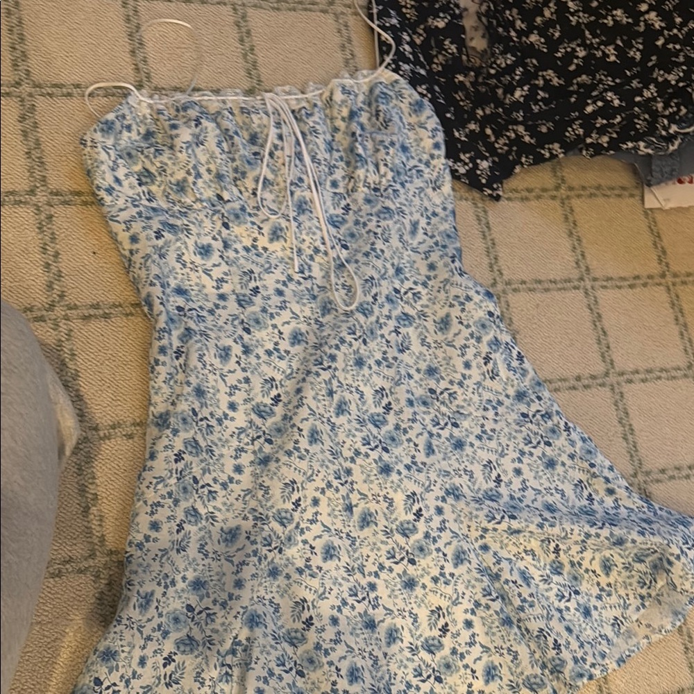 Floral Blue and White Dress